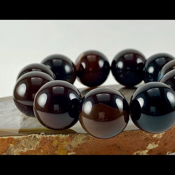 NWOT Brown Agate Bead Bracelet - Picture 2 of 6